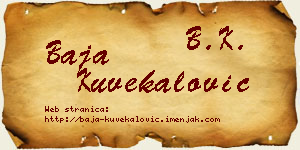 Baja Kuvekalović vizit kartica